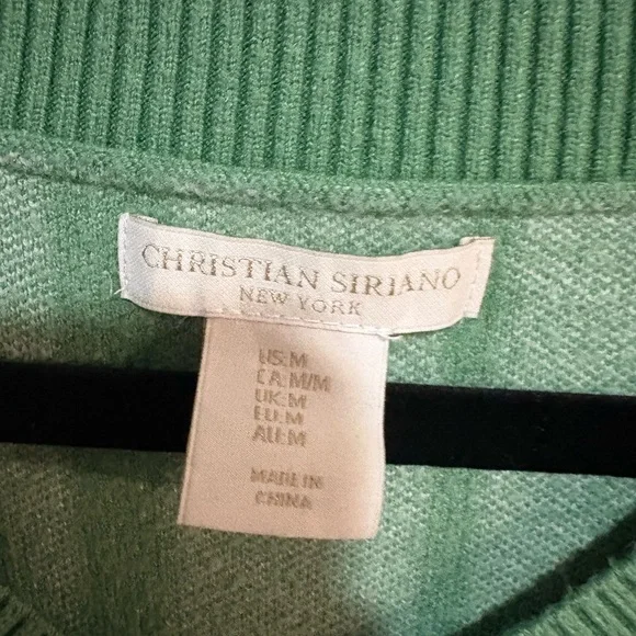 Christian Siriano Green and White Plaid V-Neck Sweater - Picture 3 of 3